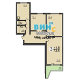 план трёхкомнатной квартиры дома серии П44
