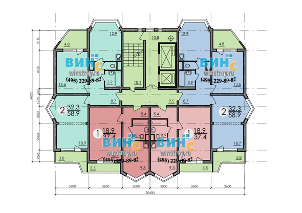 план секции дома серии П44К