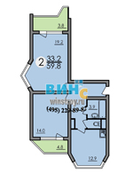 план двухкомнатной квартиры дома серии П44К