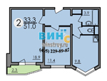 план двух комнатной квартиры дома серии П44Т