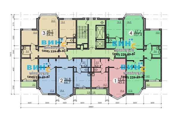 план линейной секции дома серии П44Т