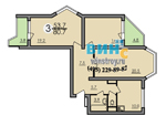 план трёхкомнатной квартиры дома серии П44Т
