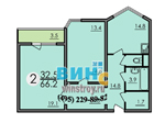план двухкомнатной квартиры дома серии П44ТМ